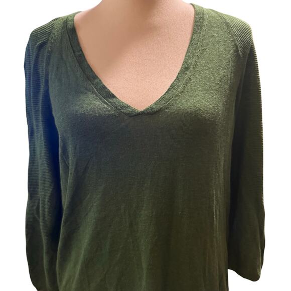 J.Jill Green Linen Blend Sweater Dress, Size Medium Tall - Picture 2 of 7